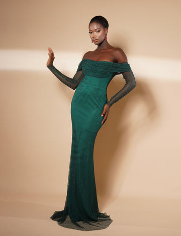 Green Net Sculpt Dress