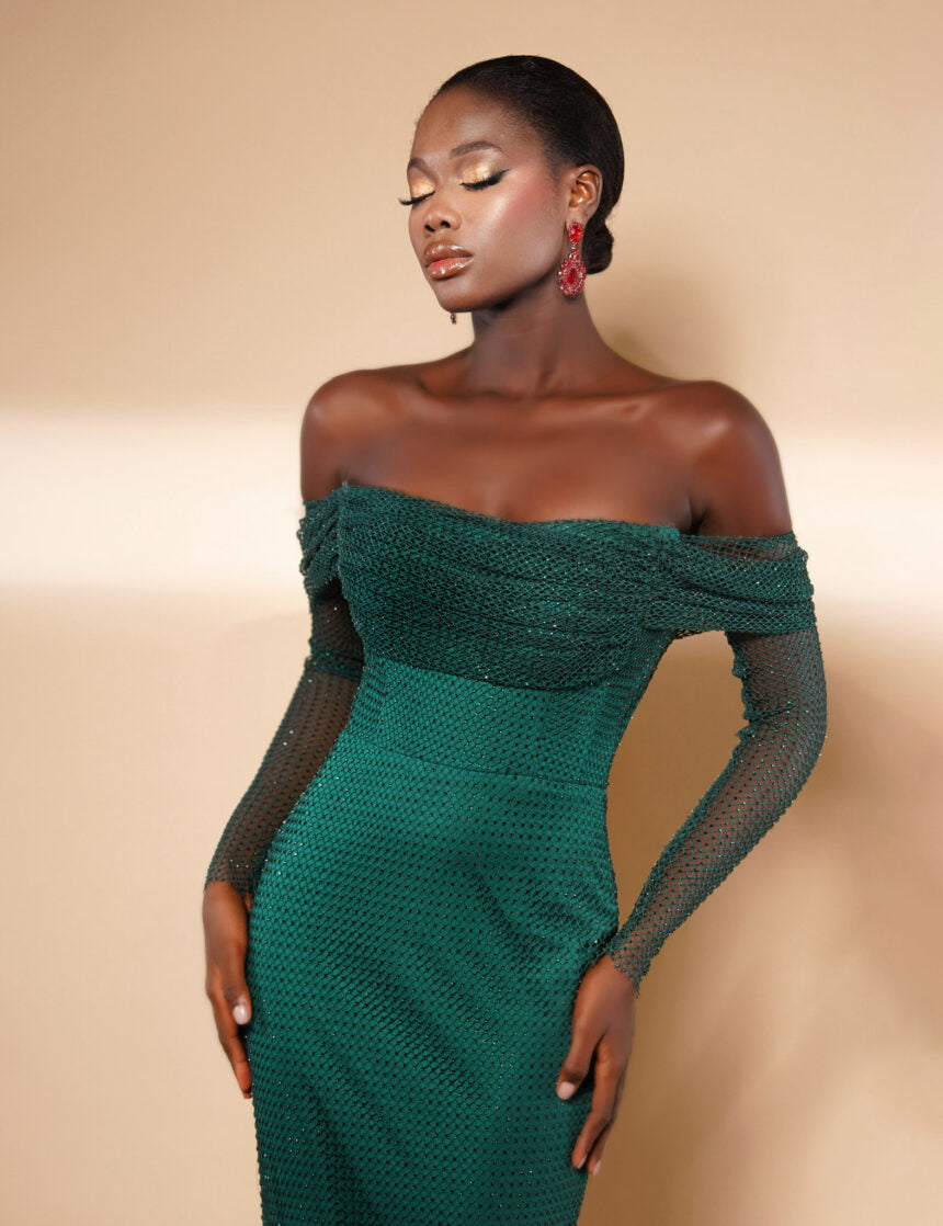 Green Net Sculpt Dress