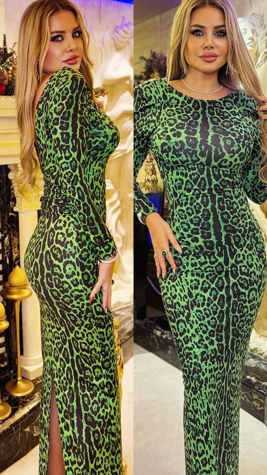 BOLD GREEN LEOPARD PRINT DRESS