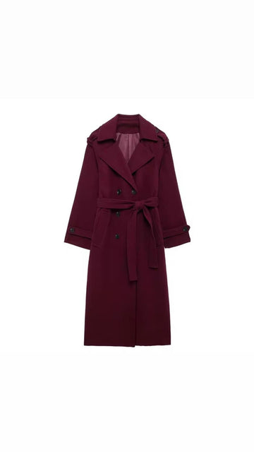 ELEGANT BURGUNDY TRENCH COAT