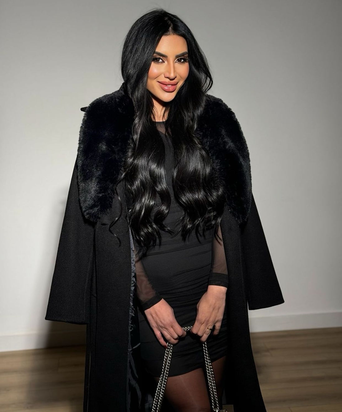 FAUX FUR TRIM COAT